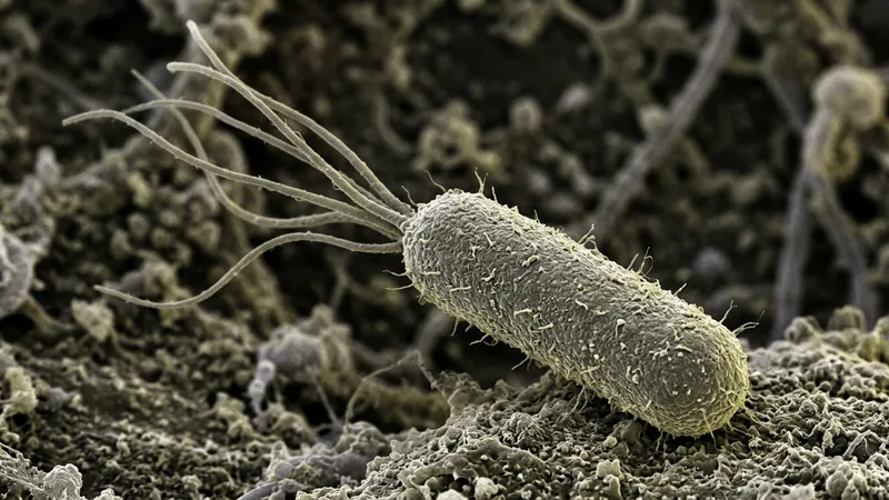 Ilustración naturalista de bacterias alimentándose de azúcares, ácidos grasos en ubicuo en todos los ambientes