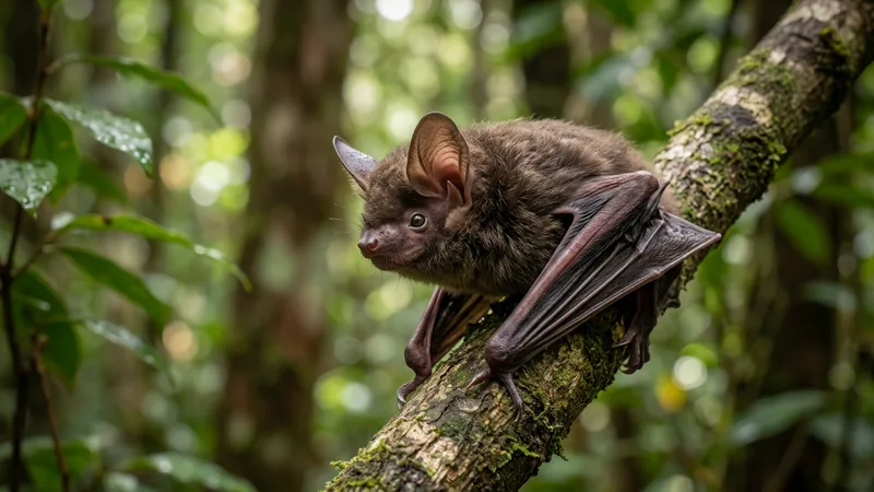 Ilustración naturalista de murciélago en vuelo