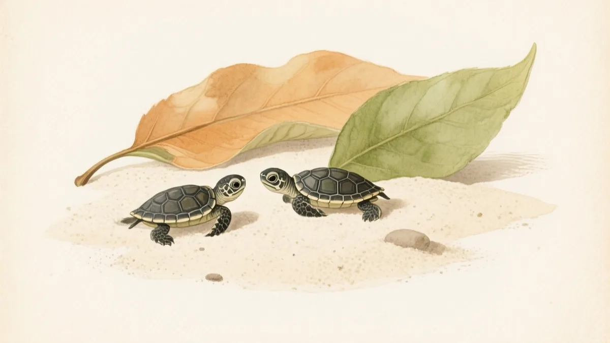 Ilustración naturalista de tortugas bebés recién nacidas