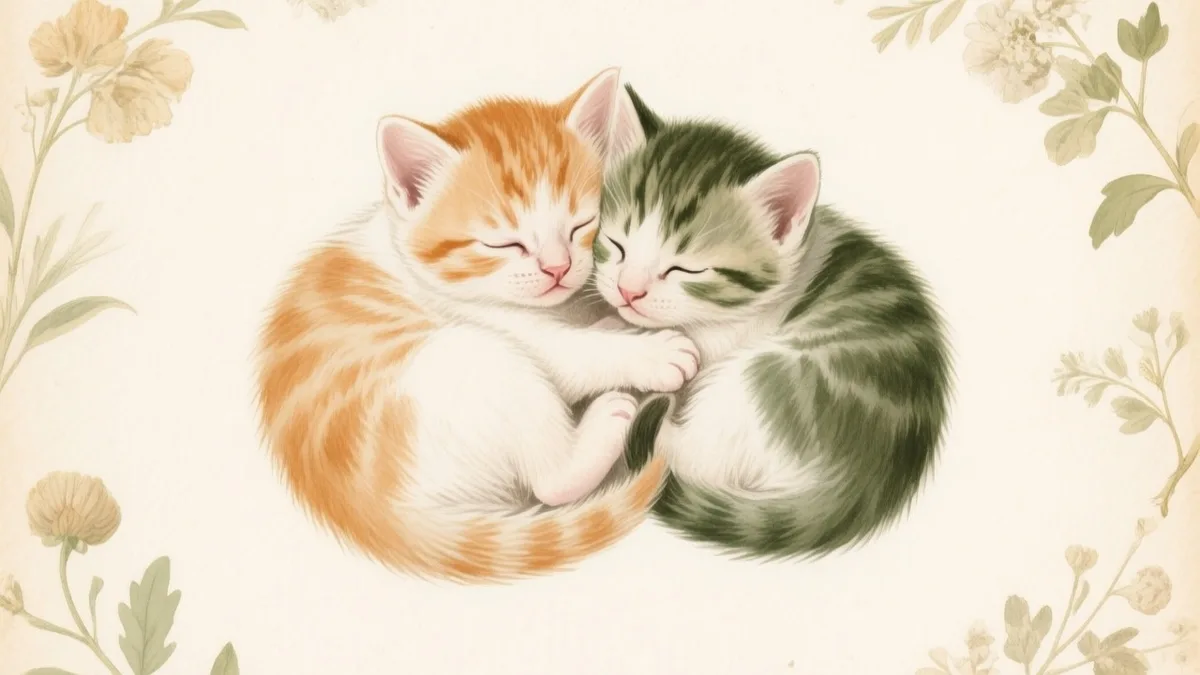 Ilustración naturalista de gatitos recién nacidos